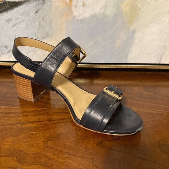 Talbots Black Kitten Heel Women Size 9 Open Toe Buckle Strap - Picture 7 of 12